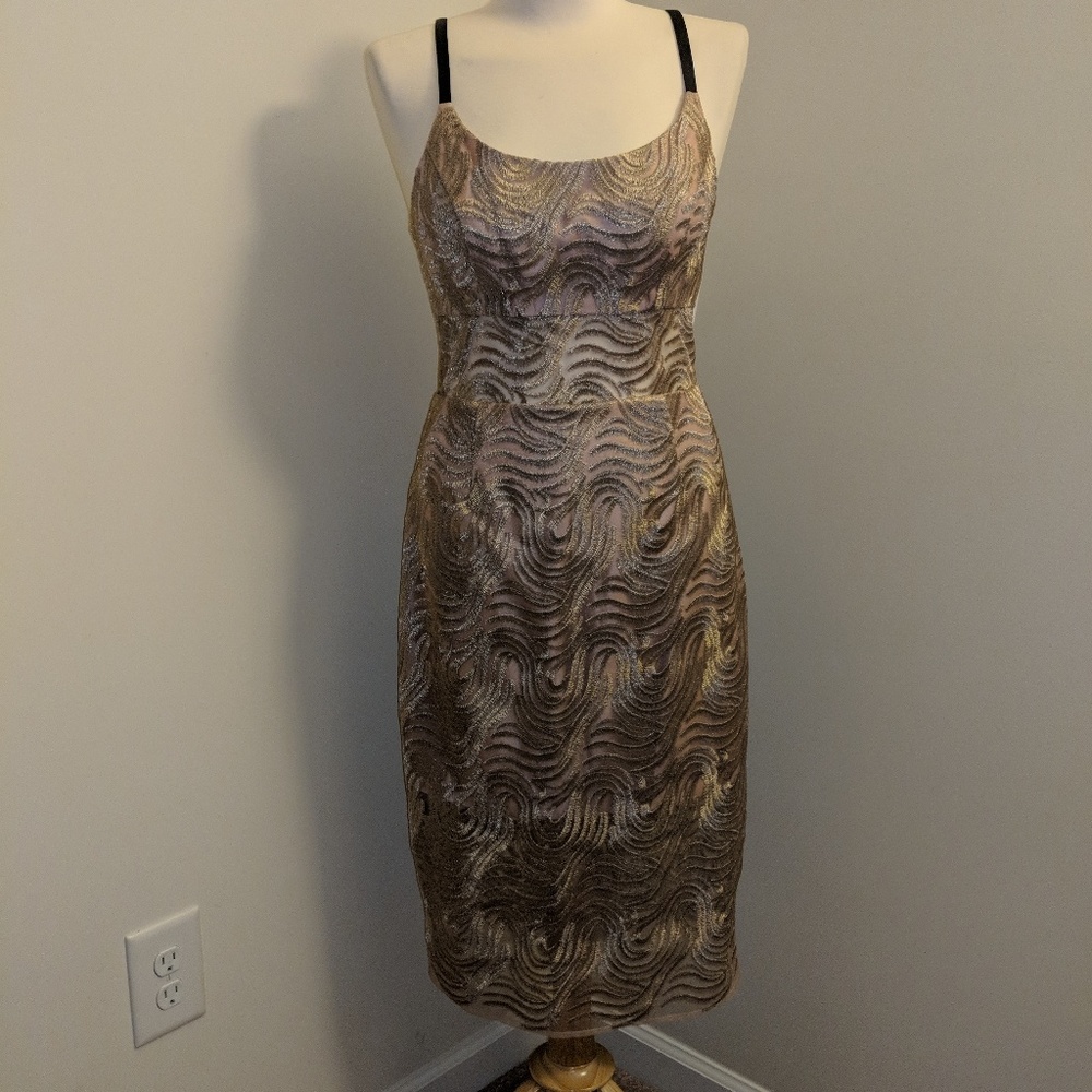 Rose Gold Printed Sheath Dress - Picture 3 of 6